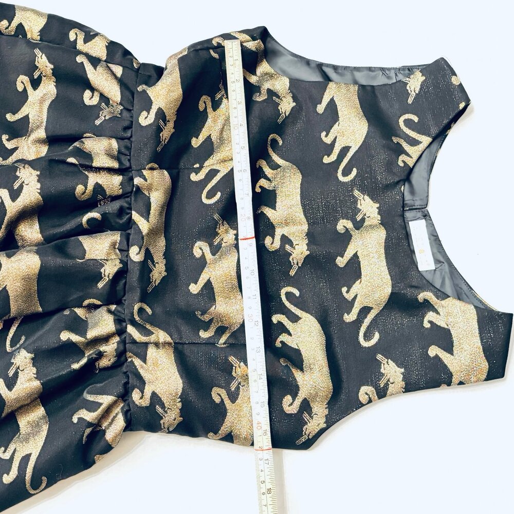 Eyedoll Golden Panther black sleeveless midi Dress from Anthropologie sz 10 - Picture 7 of 12